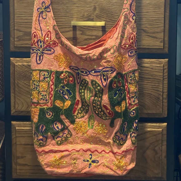 *SOLD* Handmade Boho Shoulder Bag: Indian with elephant, sequins, embroidery - Picture 3 of 6